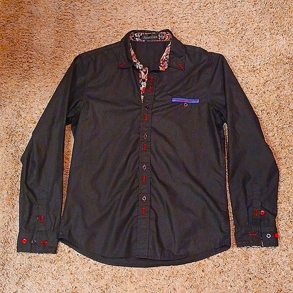 COPY - Jeansian Unique Contrasting Paisley Button Down Dress Shirt - Picture 2 of 6